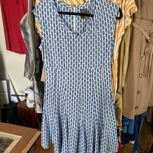 Taylor Blue White V-Neck Dress Size 12